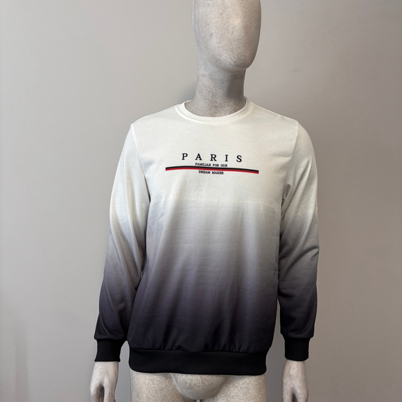 Other - Shein Men's Size Medium White & Black Gradient Paris Pullover Sweater NIB